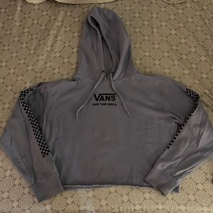 Vans Gray Hoodie with Black Checkered Sleeves